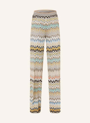 Missoni Pletené Kalhoty béžová / žlutá / tyrkysová