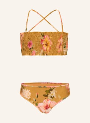 Zimmermann Bustierové Bikiny koňaková / růžová / khaki