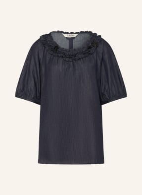 S Max Mara Blůza Catia V Džínovém Vzhledu S Ozdobnými Kamínky tmavě modrá