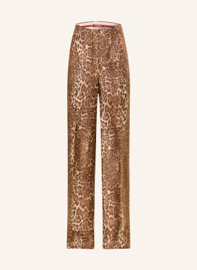 Max Mara Studio Hodvábné Kalhoty Romana hnědá / béžová