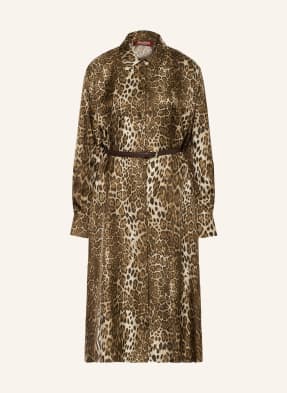 Max Mara Studio Hodvábné Šaty Vigile hnědá / světle hnědá / tmavě hnědá