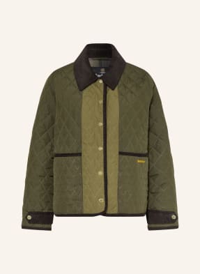 Barbour Prošívaná Bunda tmavě zelená / tmavě hnědá