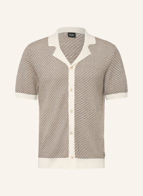 Boss Strickhemd Lomare Regular Fit weiss