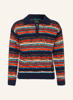 Scotch & Soda Svetr tmavě modrá / červená / petrolejová