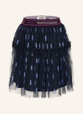 Scotch & Soda Tylová Sukně S Třpytivou Přízí A Volánky tmavě modrá / tmavě modrá