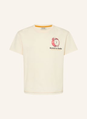 Scotch & Soda Tričko krémová / hnědá / červená