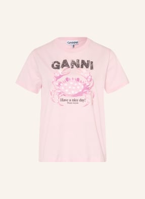 Ganni Tričko světle růžová / tmavě šedá / růžová