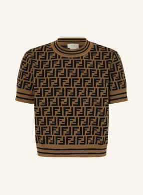 Fendi Pletené Tričko hnědá / černá