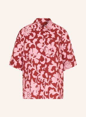 Essentiel Antwerp Oversized Košilová Blůza Jommy růžová / tmavě červená