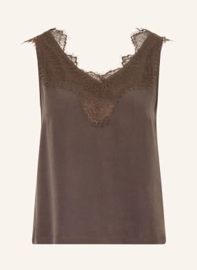 Smith & Soul Top S Krajkou tmavě hnědá