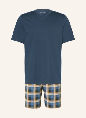 Schiesser Shorty-Schlafanzug Casual Essentials blau