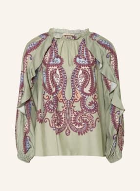 Ivi Collection Blůzkové Tričko světle zelená / černošedá / tmavě červená