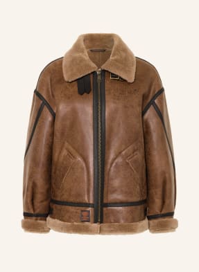 Bombers Original Kožená Bunda hnědá / černá