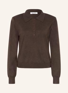 Co'couture Pletené Polo Tričko tmavě hnědá