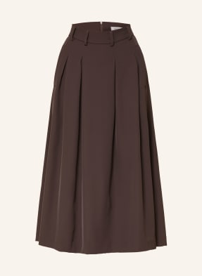 Co'couture Plisovaná Sukně Alinicc tmavě hnědá