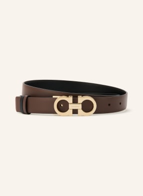 Ferragamo Oboustranný Kožený Opasek černá / tmavě hnědá
