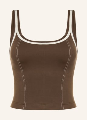 Lululemon Krátký Top Glow Up C/D tmavě hnědá / bílá
