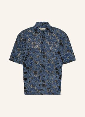 Woodbird Košile S Krátkým Rukávem Wbwang Loose Fit Z Kombinace Materiálů tmavě modrá / modrá