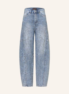 Miss Goodlife Barrel Jeans Mandal Mit Schmucksteinen blau