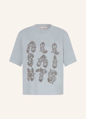 Allsaints Tričko Ella S Ozdobnými Korálky tmavě modrá / stříbrná