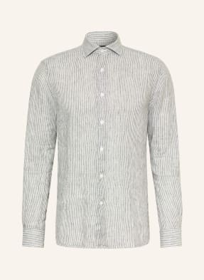 Reiss Lněná Košile Ruban Regular Fit tmavě zelená / bílá
