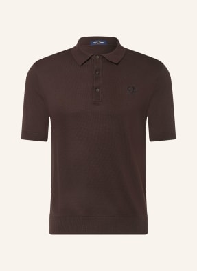 Fred Perry Úpletová Polokošile tmavě hnědá
