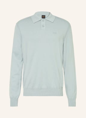 Boss Strick-Poloshirt Asac grau