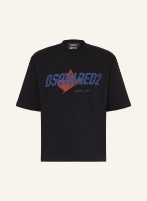 dsquared2 Tričko černá / tmavě červená / tmavě modrá