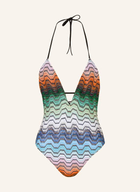Missoni Neckholder Plavky S Vázáním Za Krkem A Třpytivou Přízí zelená / oranžová / modrá