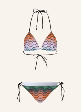 Missoni Trojúhelníkové Bikiny S Třpytivou Přízí zelená / oranžová / modrá
