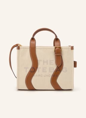 Marc Jacobs Shopper The Medum Canvas Tote Wavy Stripes Leather beige
