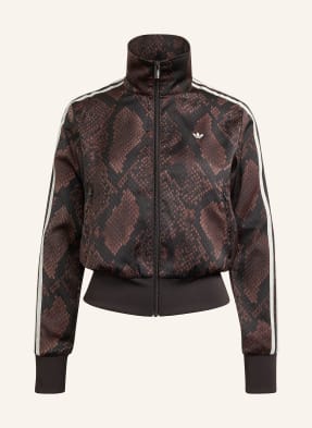 Adidas Originals Bunda Na Trénink Firebird Ze Saténu tmavě hnědá / bílá