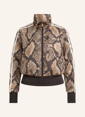 Adidas Originals Bunda Na Trénink Satin Firebird velbloudí / tmavě hnědá / bílá