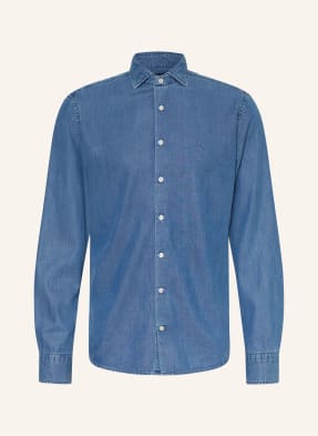 Hackett London Košile Tailored Fit V Džínovém Vzhledu modrá