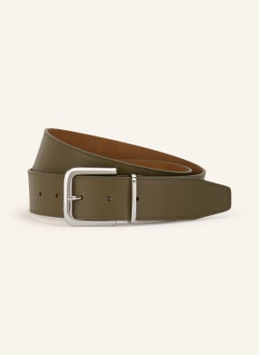 The Frankie Shop Kožený Opasek Sarno khaki / stříbrná