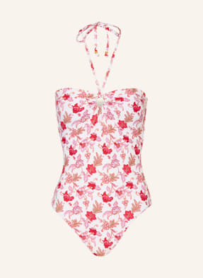 Seafolly Plavky Bandeau Summer Chintz režná / světle fialová / růžová