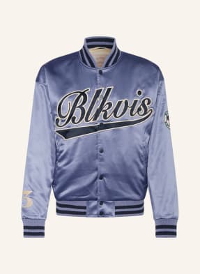 Blkvis Saténová Bomber Bunda tmavě modrá / režná / tmavě modrá