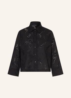 S.Oliver Black Label Košilová Halenka Z Děrované Krajky S 3/4 Rukávy černá