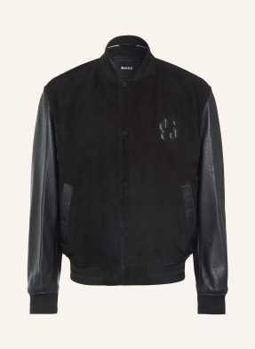 Boss Lederblouson Mileon schwarz