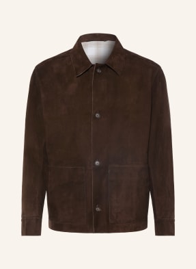 Boss Leder-Overjacket Mandrian braun