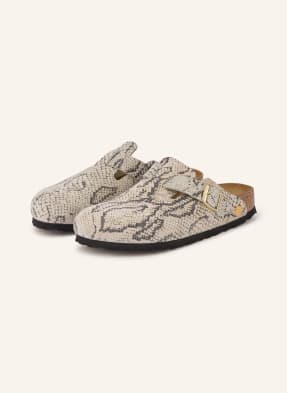 Birkenstock Pantofle Boston Rivet Logo světle šedá / zlatá / tmavě šedá