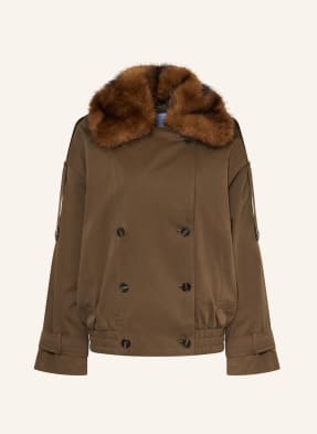Mrs & Hugs Jacke Mit Abnehmbarem Kunstfell-Kragen gruen