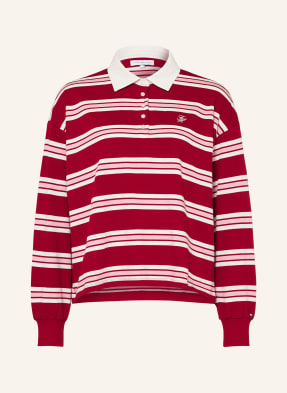 Tommy Hilfiger Rugbyové Tričko tmavě červená / růžová / bílá