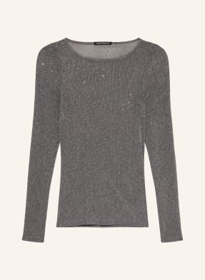 Luisa Cerano Longsleeve Aus Mesh Mit Schmucksteinen grau