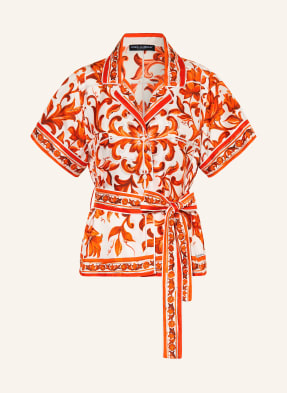 Dolce & Gabbana Hedvábná Blůza oranžová / bílá