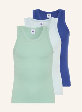 Petit Bateau Sada 3 Nátělníků modrá / mátová / tmavě modrá