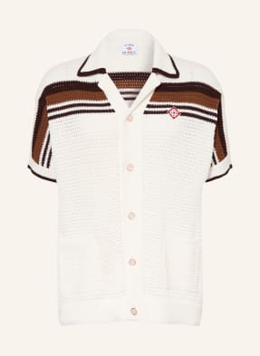 Casablanca Letní Košile Comfort Fit krémová / tmavě hnědá / hnědá