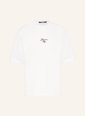 Jacquemus Oversized Tričko Le T-Shirt Bateau bílá / tmavě červená