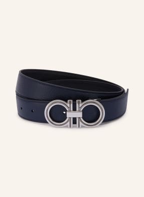 Ferragamo Oboustranný Kožený Opasek černá / stříbrná