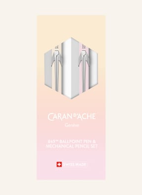 Caran D'ache 2dílná Sada: Propiska 849™ A Mikrotužka 844 růžová / stříbrná / béžová
